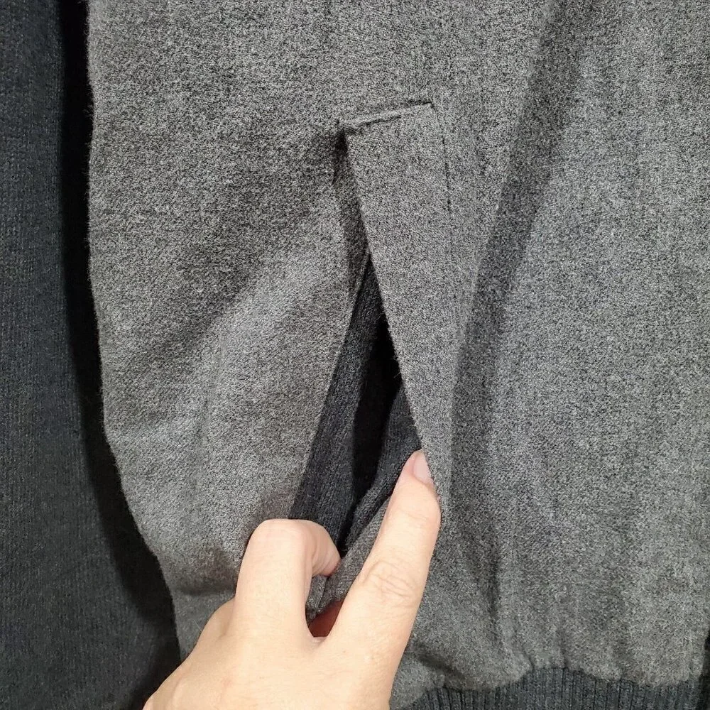 Banana Republic Men's Full-Zip Hooded Sweater Jacket Gray Pockets Sz L